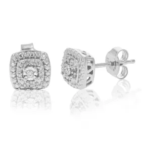 1/10 cttw Round Lab Grown Diamond Stud Earrings Made in .925 Sterling Silver with Prong Settings