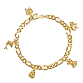 14K FIG100 7 WITH DANGLING ANIMAL CHARMS (B261A-7-14K)