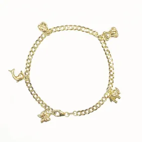 14K YPCURB100 BRACELET 7 WITH ANIMAL CHARMS (B263YPA-7.5-14K)