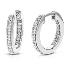 1/6 cttw Hoop Earrings Round Lab Grown Diamond in .925 Sterling Silver Prong Set