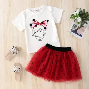 18M-6Y Toddler Girls Outfits Sets T-Shirts Polka Dots Mesh Skirts Wholesale Girls Clothes