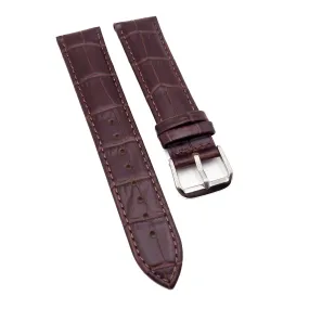 19mm Brown Alligator-Embossed Calf Leather Watch Strap