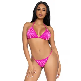 2 Pc Domino Bikini Set - Fuchsia - Large