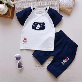 2-piece Creative Bear Print T-shirt and Casual Suits