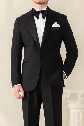 2 Pieces Black Peak Lapel Single Button Men's Suit For Wedding (Blazer pants)