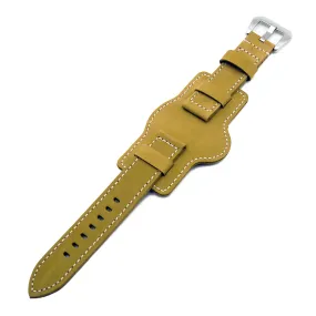 20mm, 22mm Corn Yellow Matte Calf Leather Bund Watch Strap