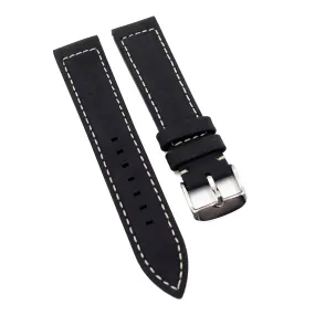 20mm Black Matte Calf Leather Watch Strap For Zenith