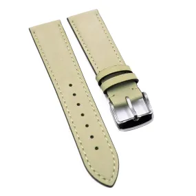 21mm Cream Yellow Pin Grain Calf Leather Watch Strap