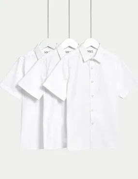 3 pairs of large size school shirts for boys (4-18 years old) easy to iron Marks & Spencer, white