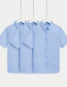 3 pairs of slim school shirts for boys (2-16 years) easy to iron Marks & Spencer, blue