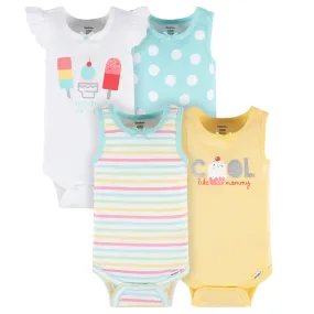 4-Pack Baby Girls Dots Of Rainbows Tank Onesies® Bodysuits