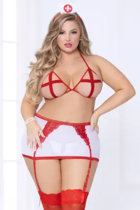 4pc Nurse Bedroom Costume - White/red - Queen Size