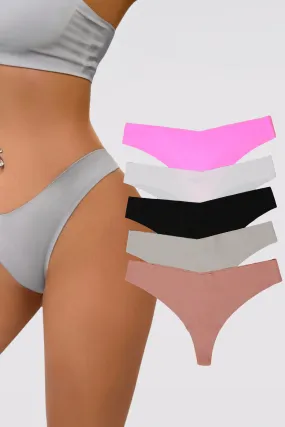 5 pack V cross thong panties