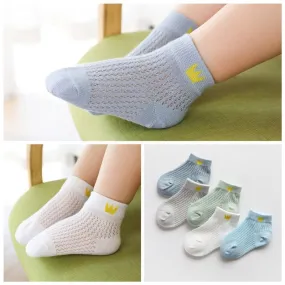 5 pairs Toddler Boy Breathable Mesh Crown Pattern Socks Children's Clothing