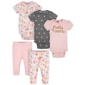 5-Piece Baby Girls Love You Onesies® Bodysuits & Pants Set