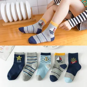 5-Pieces Cotton Socks For Boys