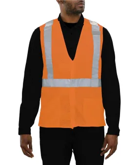 502SXOR Safety Vest: Hi-Vis Vest: X-Back Orange: 5pt Breakaway Mesh: ANSI 2