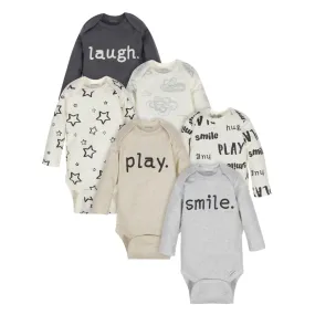 6-Pack Baby Neutral Words Long Sleeve Onesies® Brand Bodysuits