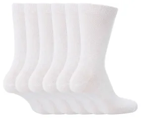 6 Pairs Children's School Socks (12-3 UK / White)