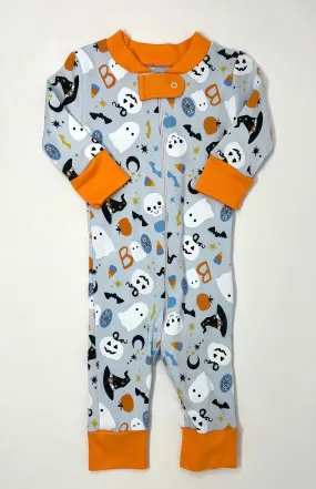 A Little Bit Batty Zipper Pajamas - Lt. Blue