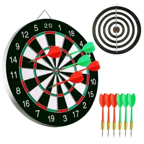 AB SALES Dart Board Game Set - 15" Double Sided Usable Dartboard with 6 Steel Tip Darts, Excellent Indoor & Outdoor Party Game, Christmas Birthday Gifts for Adults Teens Family Office Leisure Sport