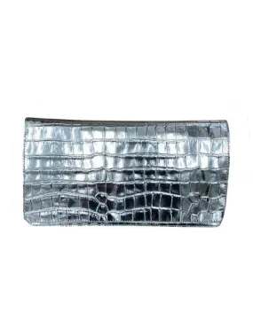 Abro S Metallic Silver Croc Clutch Bag 026951-21 0091