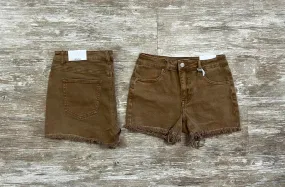 Acid Wash Denim Camel Shorts No