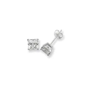 Acotis Silver Stud Earrings Square Zirconia G5145CZ