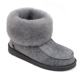 Aesop Sheepskin Slippers - Grey Distressed Leather