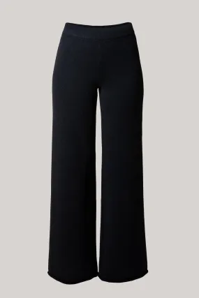 Akeem Cashmere Wide-Leg Pants In Black