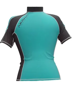 Akona Tiffany Blue Women's Short Sleeve Rash Guard for Scuba Diving Swimming Snorkeling Surfing