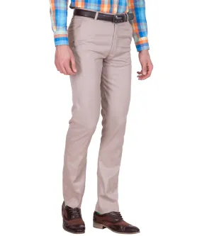 American-Elm Light Brown Slim Fit Formal Trouser for Men, Cotton Formal Pants For Office Wear