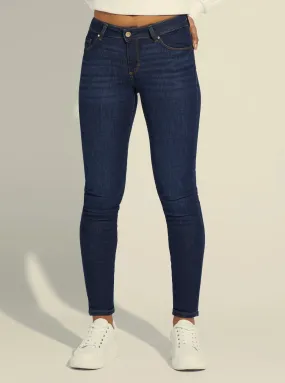 Annette Mid-Rise Skinny Denim Jeans in Dark Wash