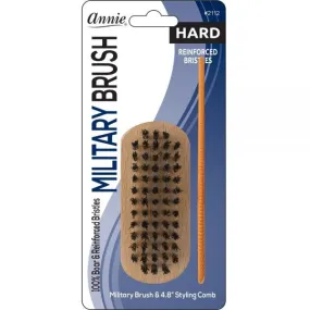 Annie Hard Mini Military Boar Bristle Brush With Comb 4.8In 2112