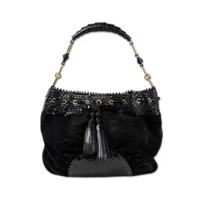 Anya Hindmarch Black Suede and Patent Leather Slouchy Tote