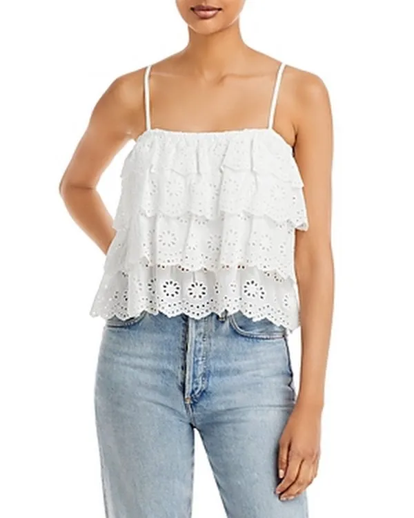 Aqua Tiered Eyelet Top