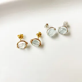 Aquamarine dainty stud earring