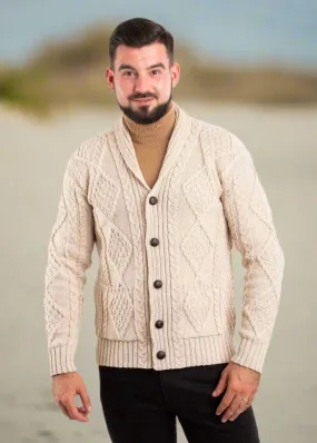 Aran Men's Shawl Button Cardigan | Oatmeal