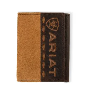 Ariat Men's Trifold Wallet Roughout Logo Tan A3560908