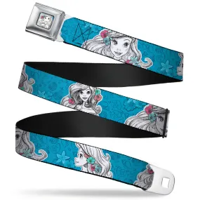 Ariel Sketch2 Pose Full Color Blue Seatbelt Belt - Ariel Poses/Shells Sketch Blue/White Webbing