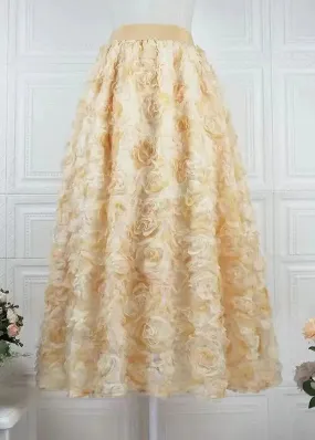 Art Yellow Gradient Floral Decorated Tulle Skirts Spring HA1016