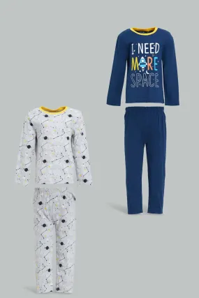 Baby Boys Navy And Grey Pyjama Set (Pack of 2)