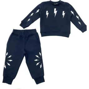 Baby Boys Navy Thunder Print Tracksuit