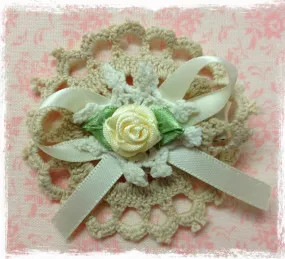 Baby girl & lady white or ivory vintage flower non slip hair clip christening flower girl.clip80