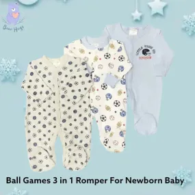 Ball Print Sleeping Suit / Romper (3 pcs)