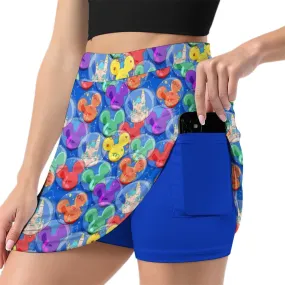 Balloon Collector Athletic A-Line Skirt With Pocket Solid Shorts