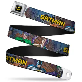 Batman Full Color Black Yellow Seatbelt Belt - BATMAN & Villains2/Cityscape Webbing