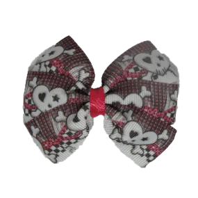 Bella Hair Bow - Love Heart Skull and Crossbones - 7cm