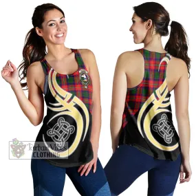 Belsches Tartan Women's Racerback Tanks with Family Crest and Celtic Symbol Style