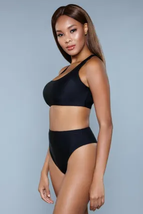 BeWicked Crop bikini 1985 Vera 2 Piece Set Black